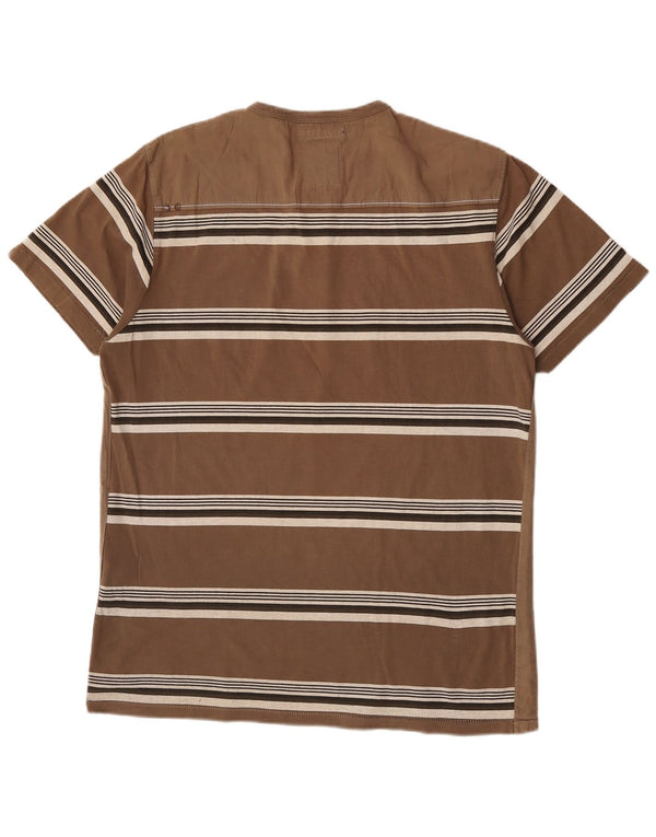 Jack & Jones Hombre Camiseta Gráfica Top XL Algodón A Rayas Marrón
