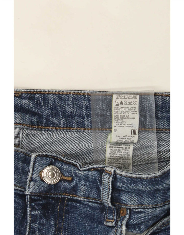 Marks & Spencer Vaqueros Rectos Desgastados para Mujer UK 14 Large W34 L30 Azul