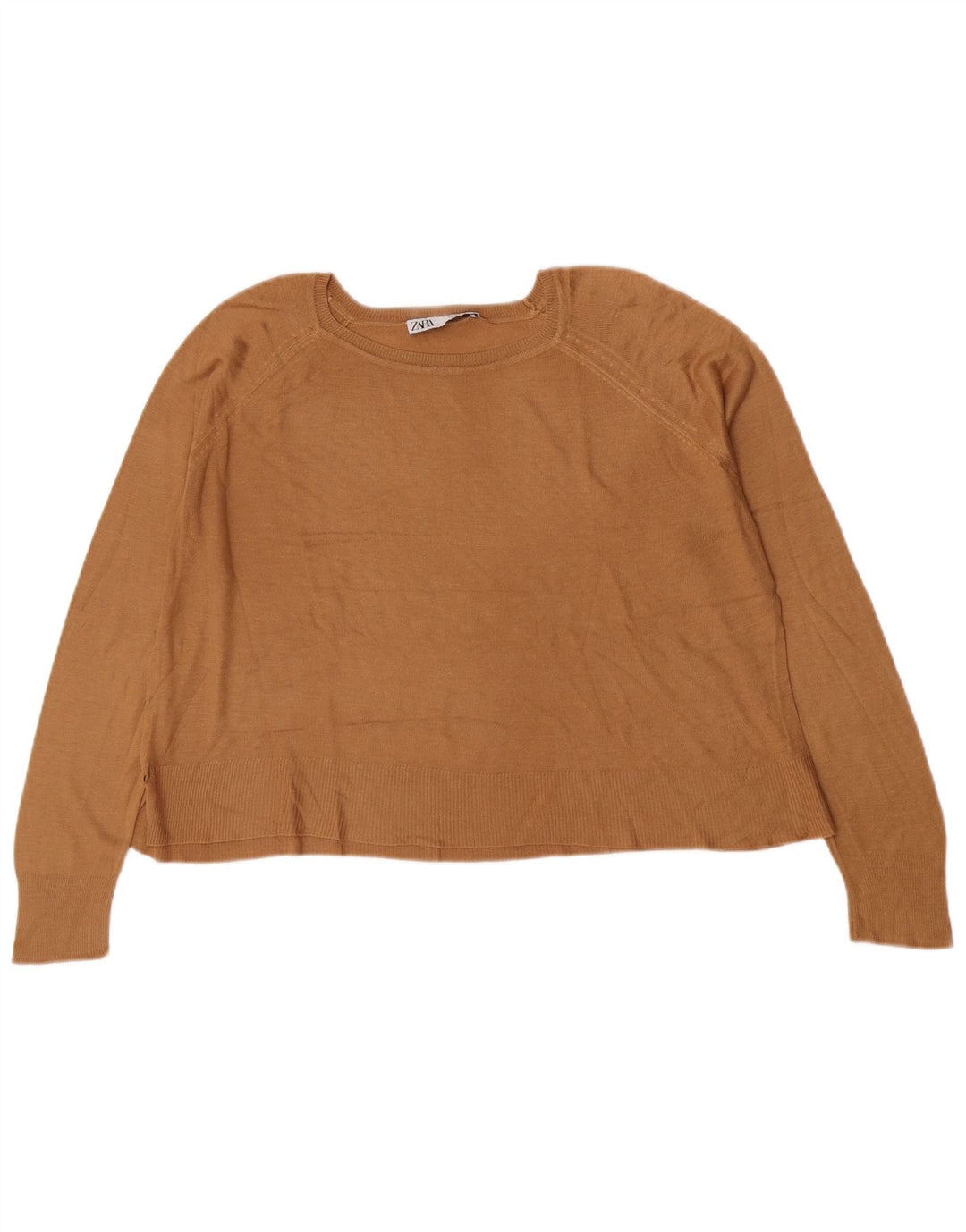 Zara Jersey de gran tamaño con cuello barco para mujer, talla 10, color marrón