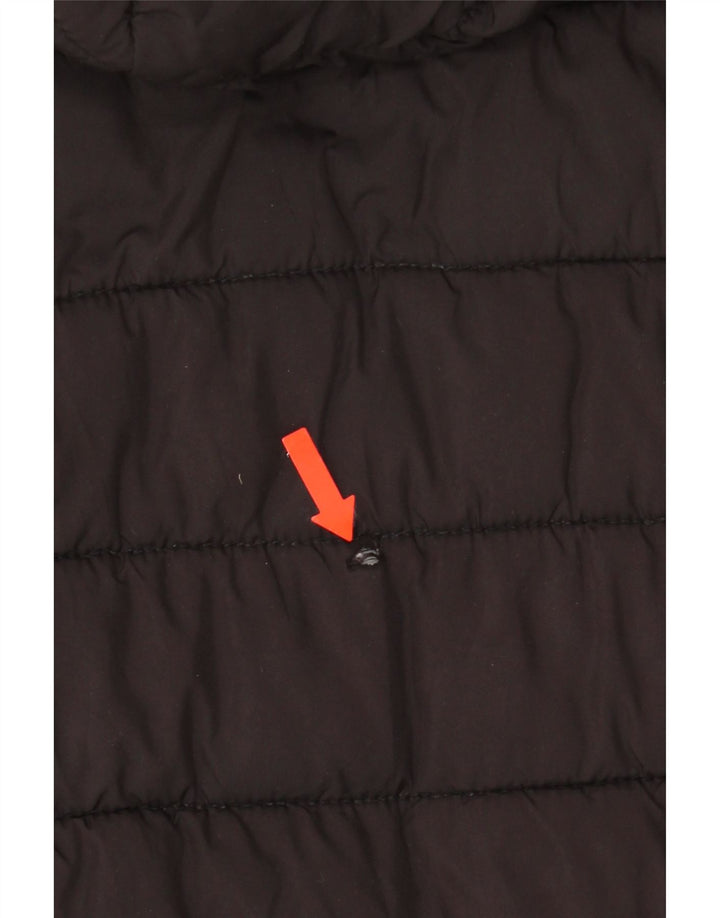 Champion Chaqueta Acolchada Con Capucha Para Mujer UK 10 Small Poliéster Negro