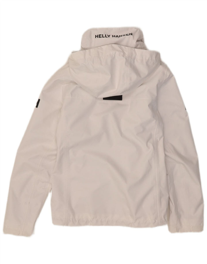 Helly Hansen Chaqueta impermeable con capucha gráfica para mujer UK 10 Small White Poliéster