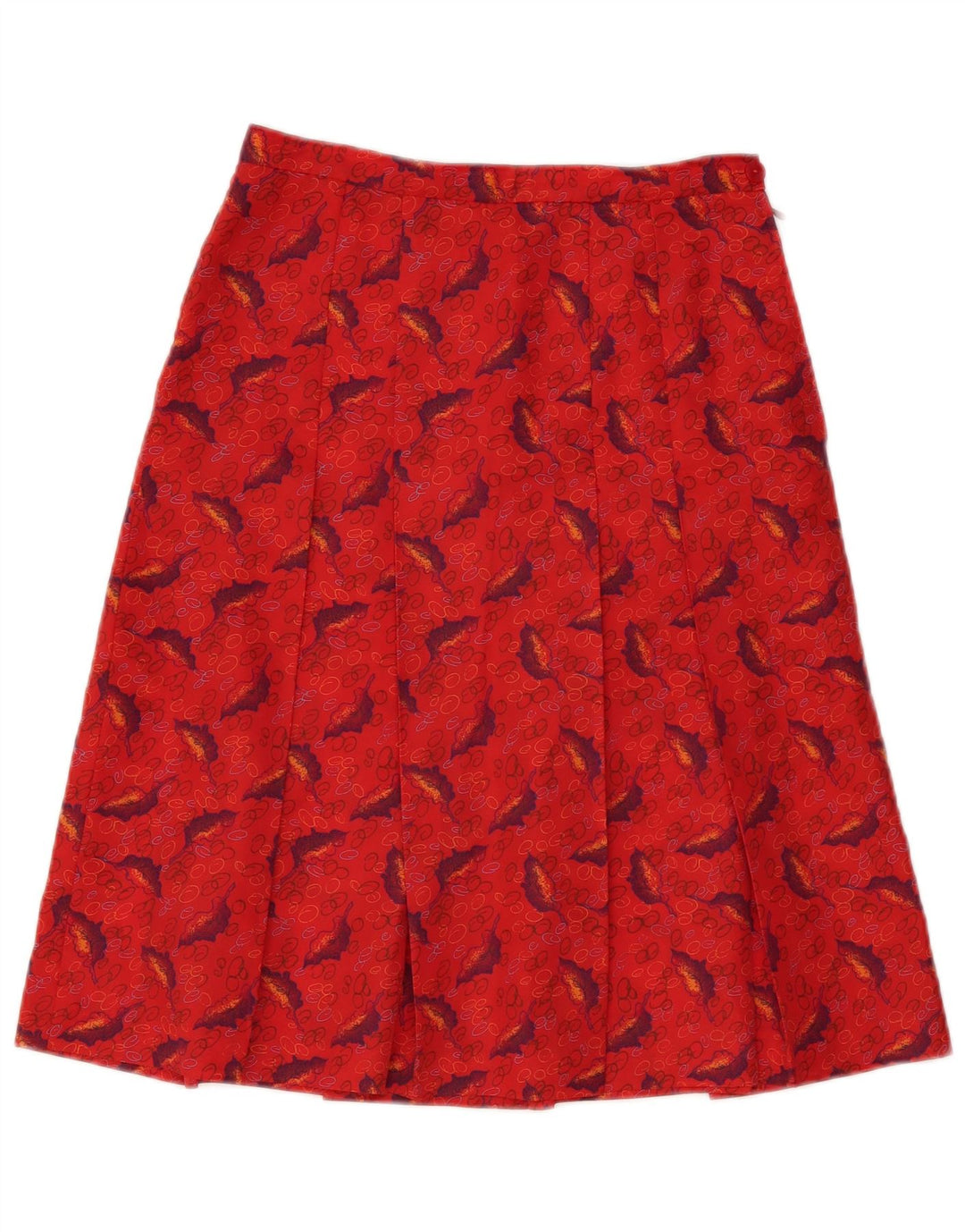 Falda plisada con patrón abstracto vintage para mujer W28 rojo medio