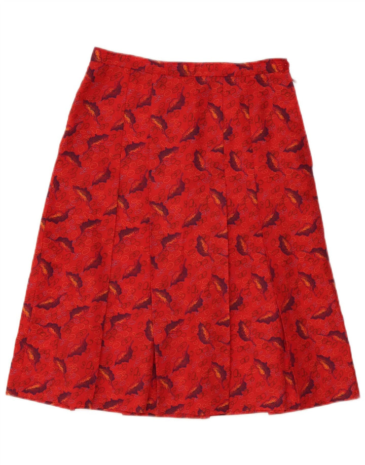 Falda plisada con patrón abstracto vintage para mujer W28 rojo medio