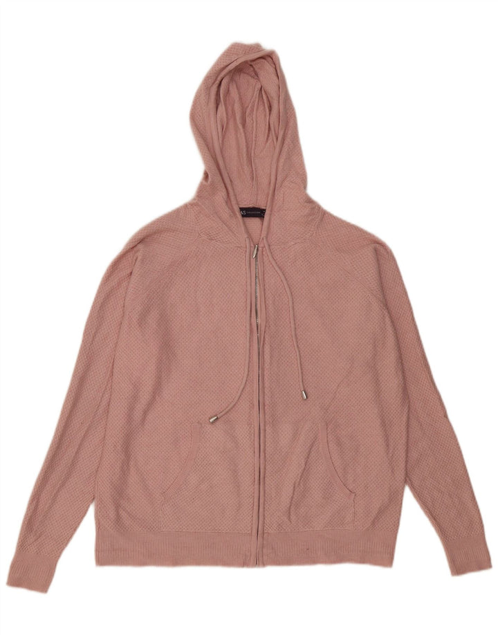 Marks & Spencer Suéter con capucha y cremallera para mujer UK 44 Viscosa rosa mediana
