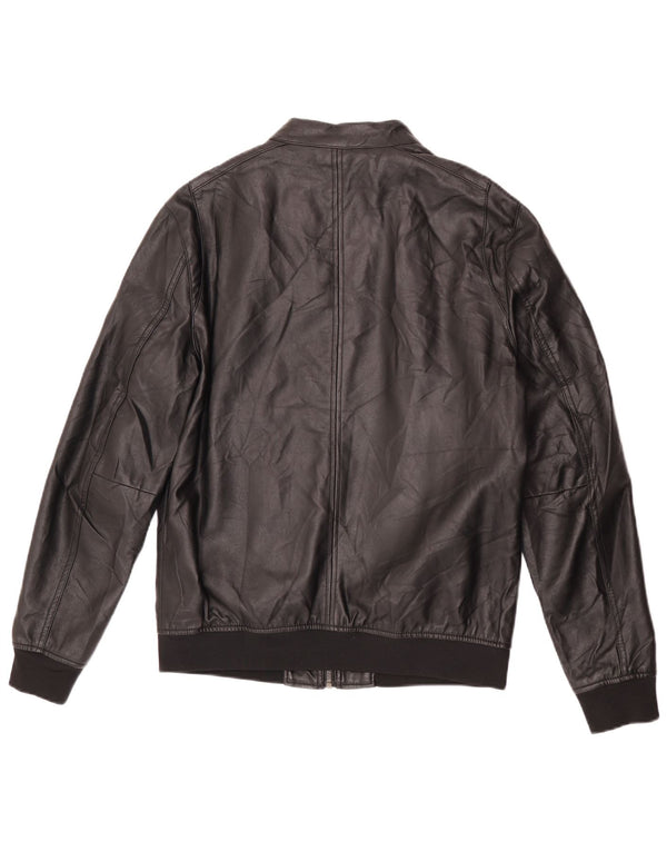 Zara Chaqueta Bomber De Piel Sintética Para Hombre UK 40 Grande Poliéster Negro