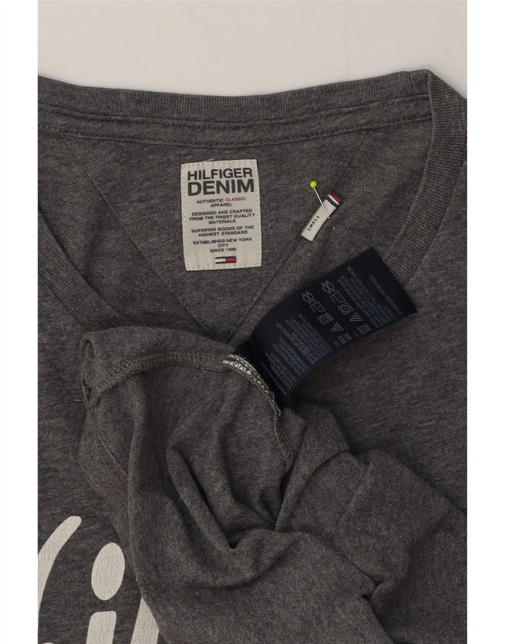 Tommy Hilfiger Top gráfico para hombre de manga larga de algodón moteado gris pequeño