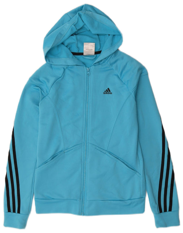 Adidas Sudadera con capucha y cremallera para mujer UK 6 XS Poliéster azul