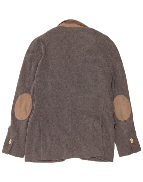 Massimo Dutti Chaqueta Blazer de 2 Botones para Hombre EU 52 Grande Gris Algodón