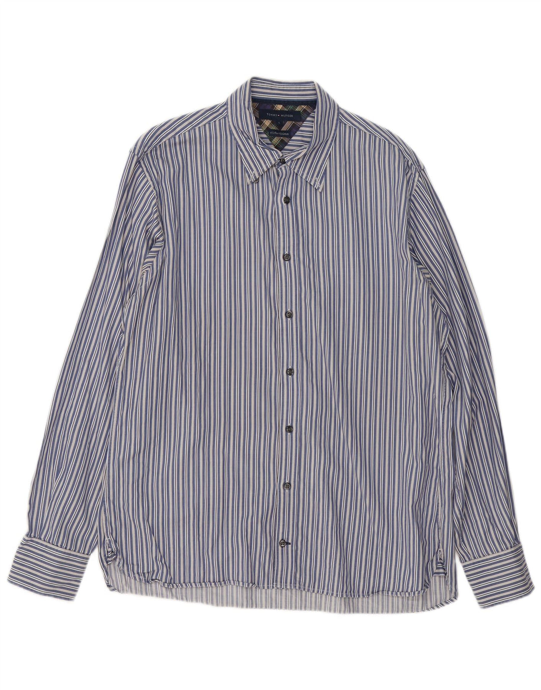 Camisa Tommy Hilfiger Hombre Grande Algodón A Rayas Azul