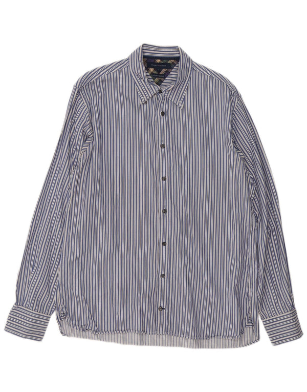 Camisa Tommy Hilfiger Hombre Grande Algodón A Rayas Azul