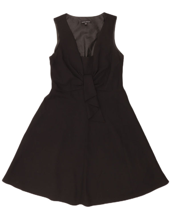 Laura Ashley Vestido acampanado sin mangas para mujer UK 42 Mediano Poliéster negro