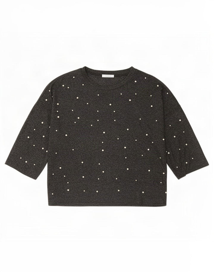Zara Mujer Top Manga 3/4 UK 46 Grande Poliéster Gris
