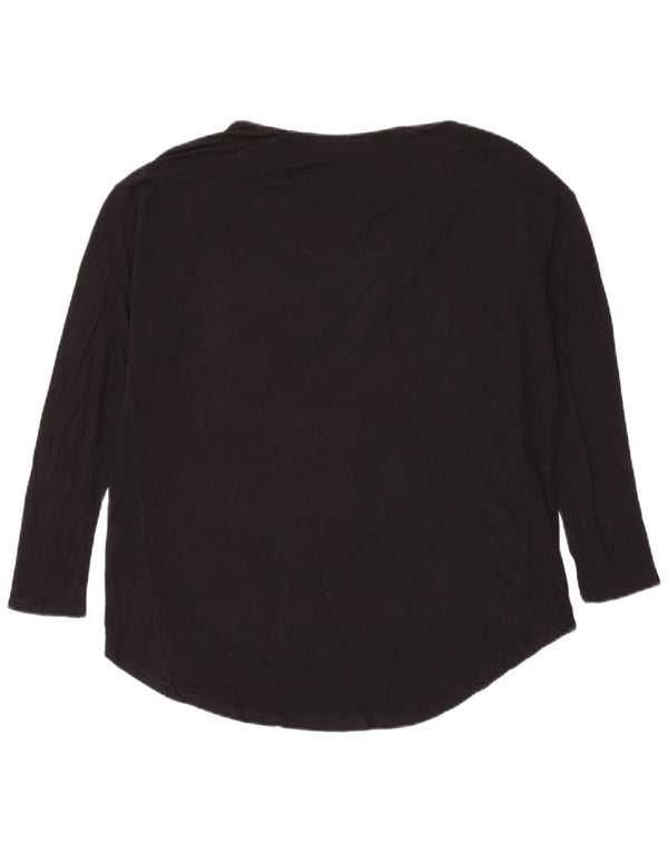 Desigual Mujer Patrón Abstracto Top Manga Larga UK 20 2XL Negro Moderno