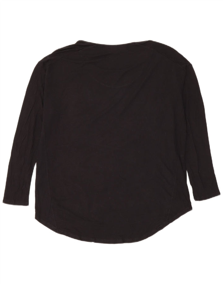Desigual Mujer Patrón Abstracto Top Manga Larga UK 20 2XL Negro Moderno
