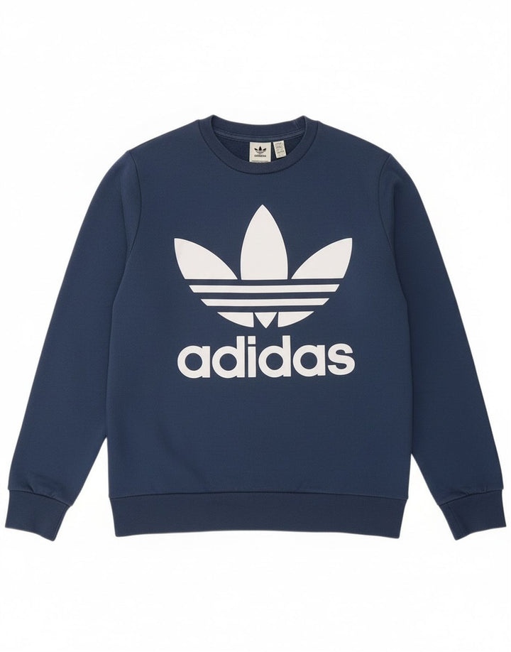 Adidas - Sudadera gráfica para niño (13-14 años, algodón), color azul