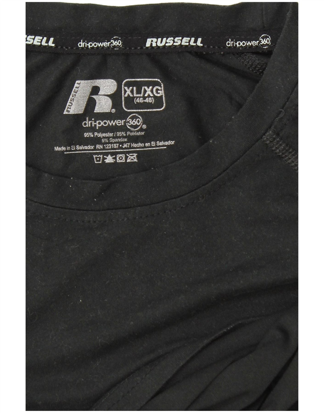 RUSSELL ATHLETIC Camiseta Dri-Power para hombre de manga larga XL Poliéster negro