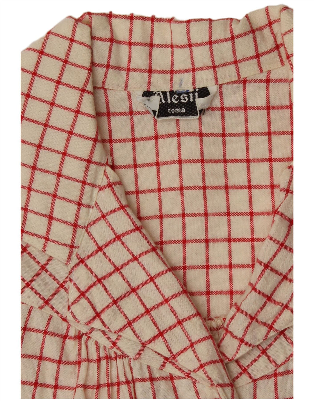 Vintage mujer 3/4 manga camisa Reino Unido 12 medio apagado blanco cheque