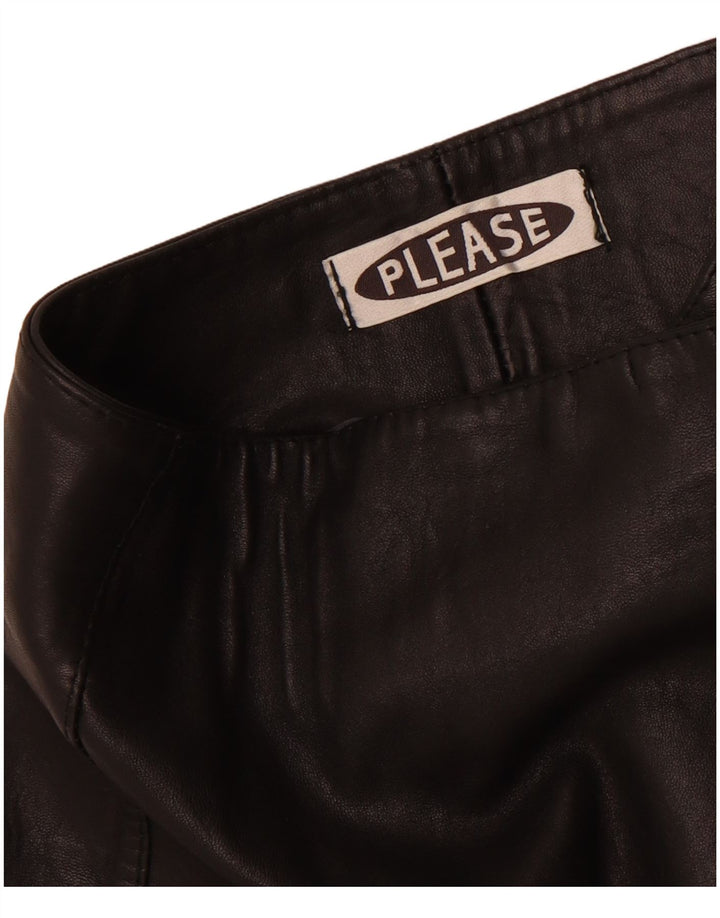 Please Minifalda de cuero para mujer W28 Medium Black