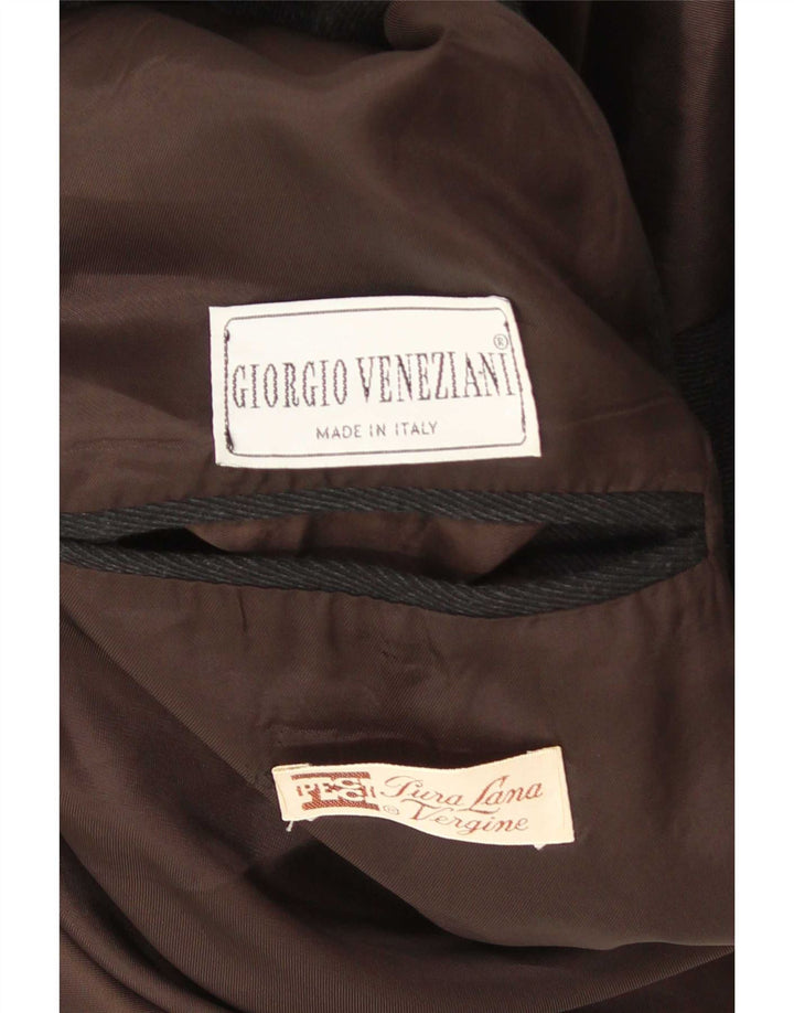 Abrigo vintage para hombre Reino Unido 40 Lana virgen negra grande
