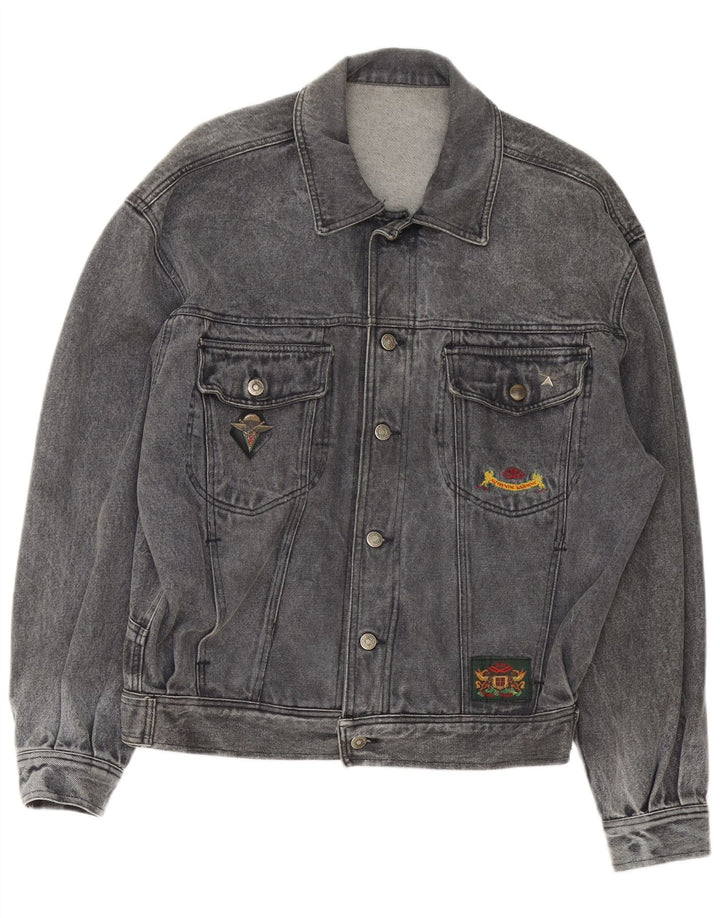Vintage hombres chaqueta de mezclilla Reino Unido 40 gris grande