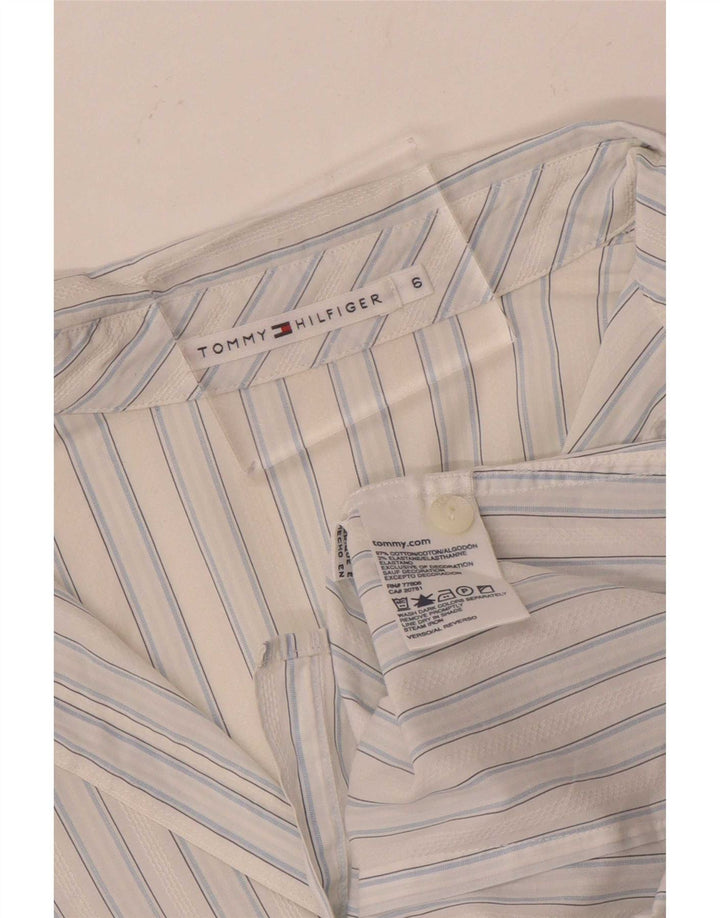 Tommy Hilfiger Camisa para mujer US 6 Mediana Algodón a rayas blancas
