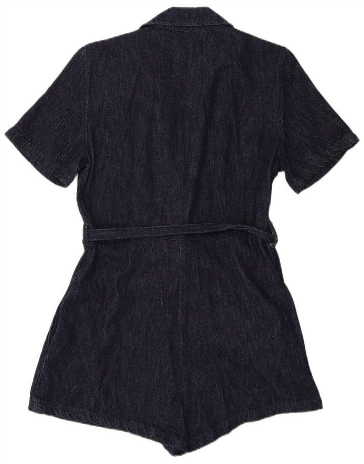 Zara Mujer Denim Playsuit UK 12 Medium Azul Marino