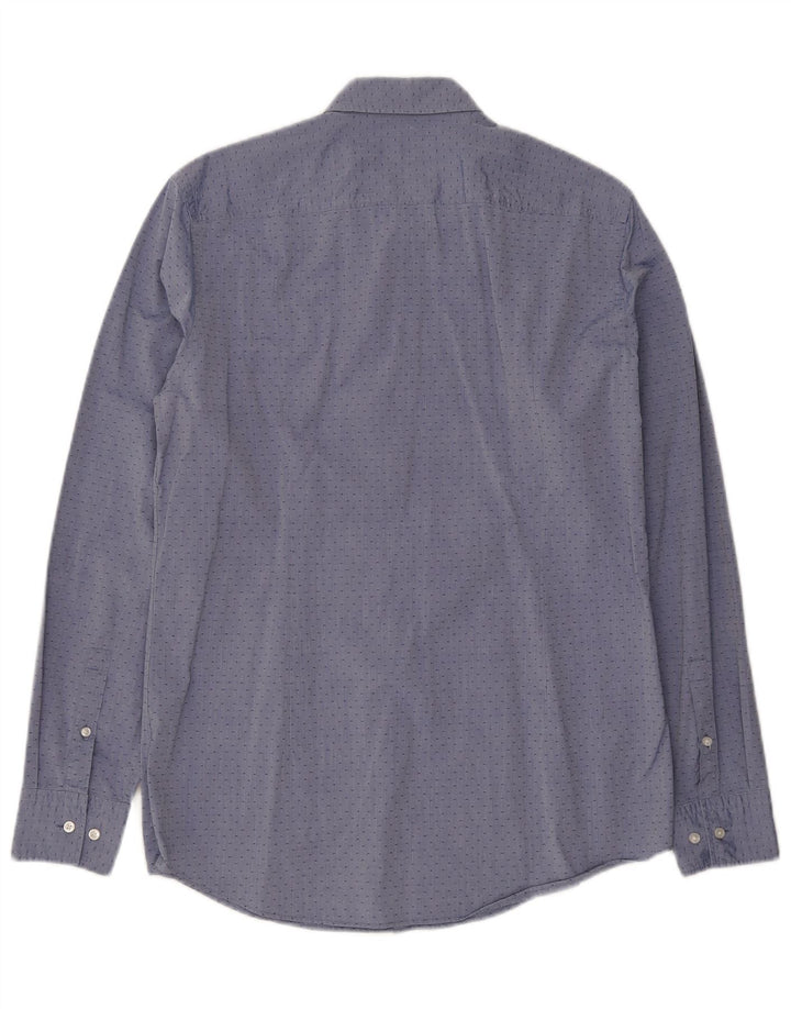 Hugo Boss Camisa ajustada para hombre Talla 15 3/4 40 Medio azul manchado