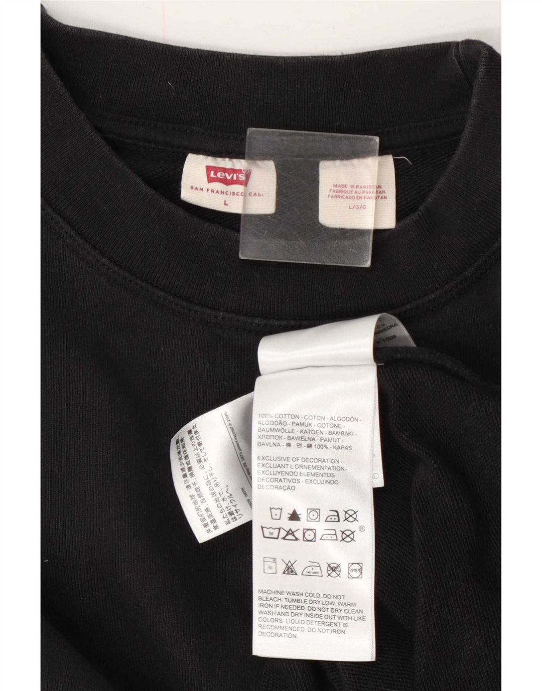 Levi's Hombre Sudadera Jumper Grande Algodón Negro