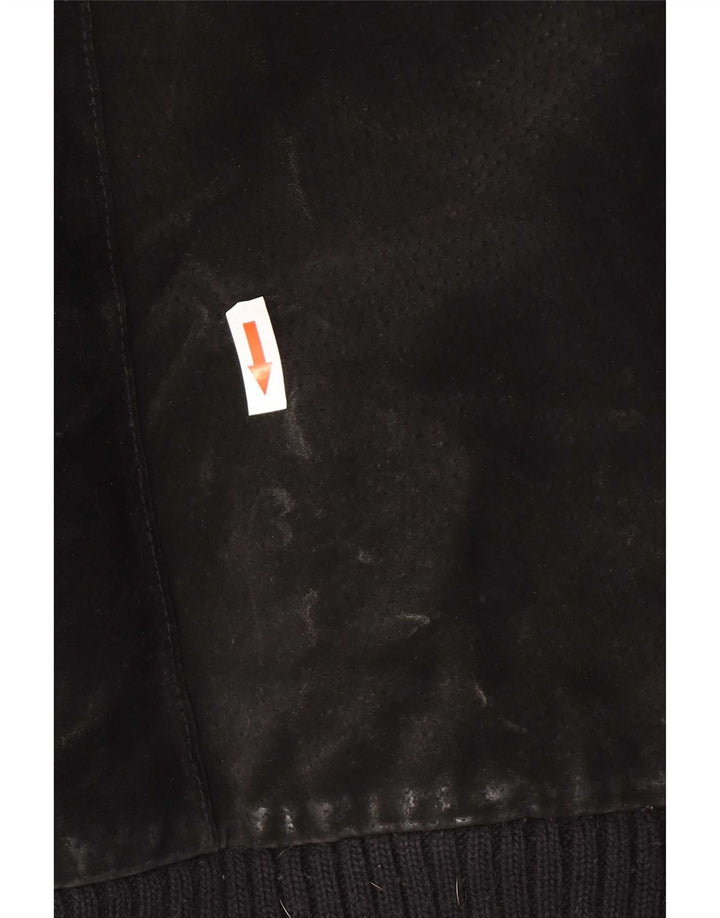 Vintage hombres ante bomber chaqueta Reino Unido 42 XL cuero negro