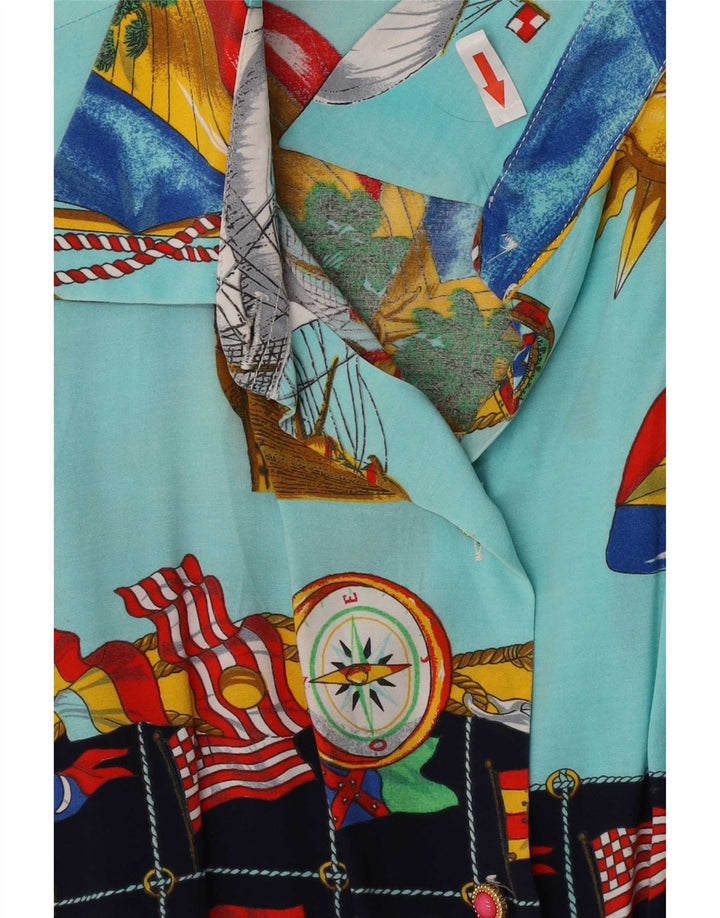 Vintage mujer patrón abstracto camisa Reino Unido 14 medio multicolor geométrico