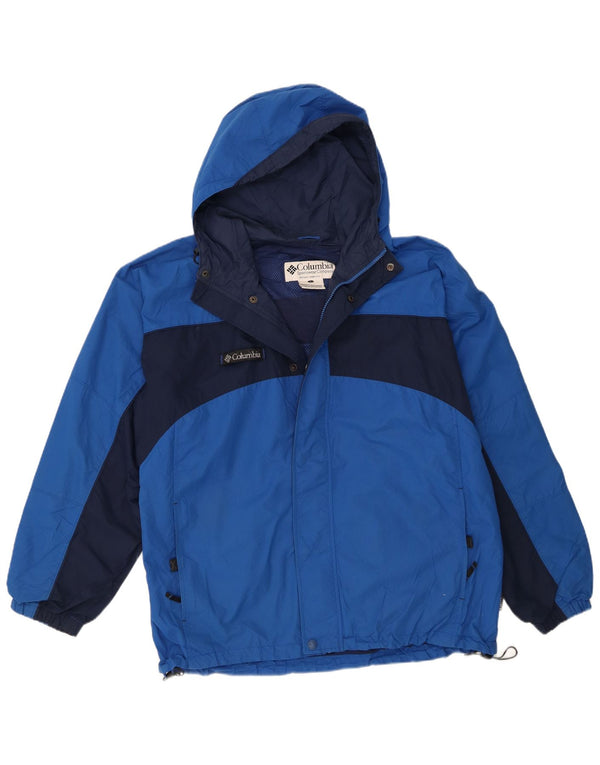 Columbia Chaqueta impermeable con capucha para hombre UK 40 Large Azul Colorblock Nylon