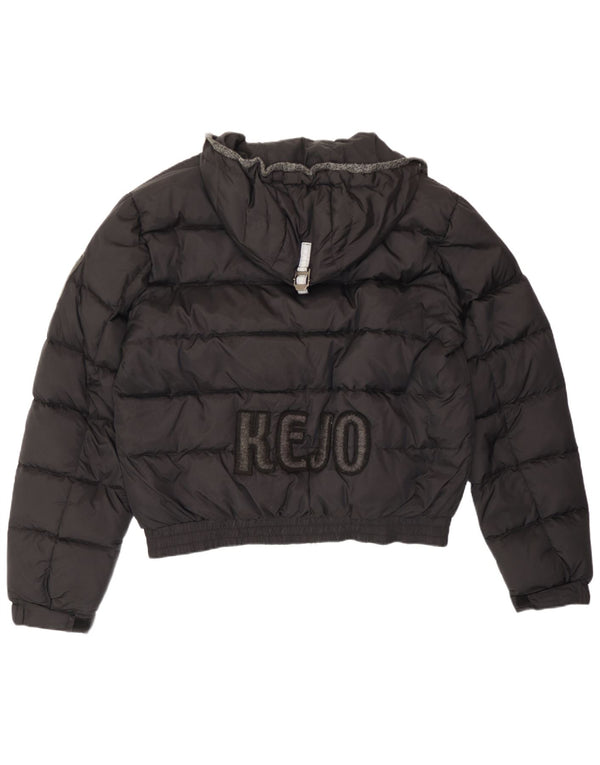 Kejo Chaqueta acolchada con capucha y gráfico para hombre UK 40 Large Poliamida negra
