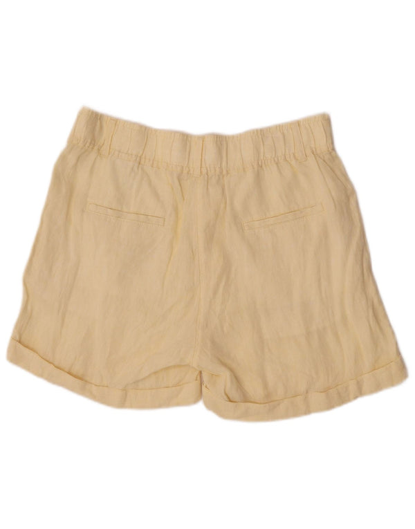 Marks & Spencer Pantalones cortos chinos para mujer UK 12 Medium W30 Lino amarillo