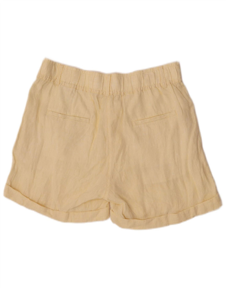 Marks & Spencer Pantalones cortos chinos para mujer UK 12 Medium W30 Lino amarillo