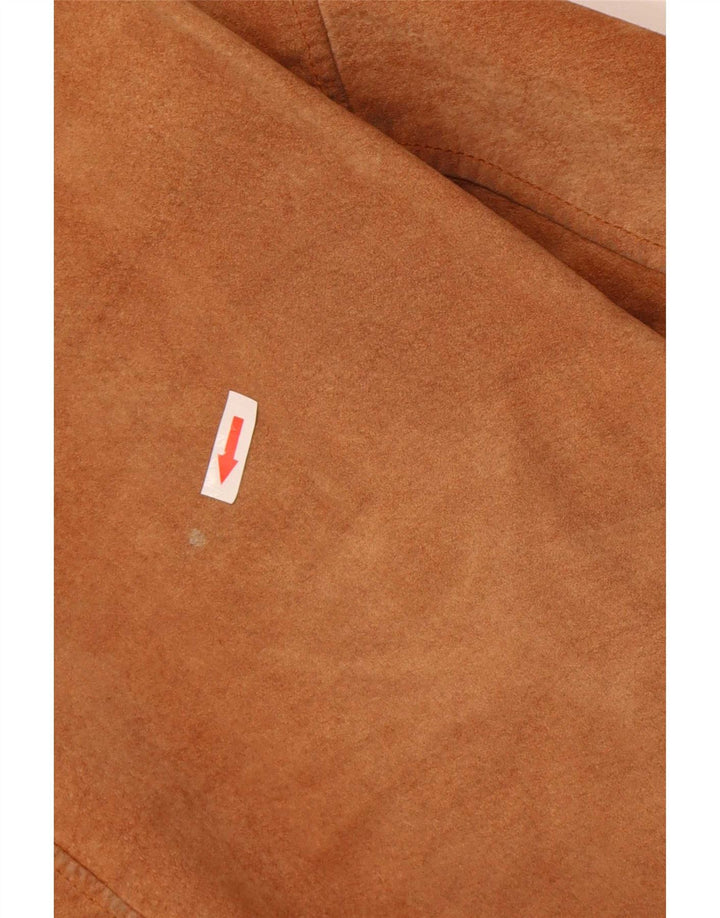 Alan Gordon Chaqueta Bomber de Ante para Mujer Reino Unido 14 Grande Cuero Beige