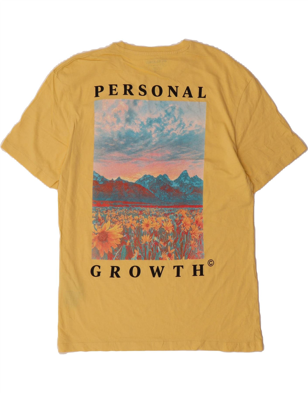 JACK & JONES Mens Graphic T-Shirt Top Medium Yellow Cotton Vintage Jack & Jones and Second-Hand Jack & Jones from Messina Hembry 