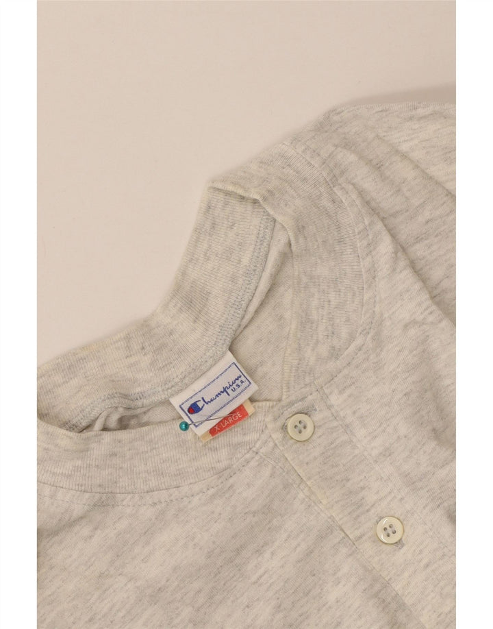 Champion Camiseta de manga larga para hombre XL Algodón moteado gris