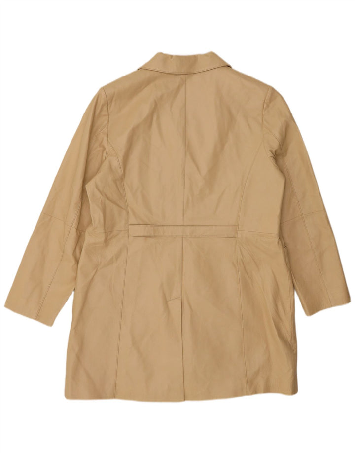 VINTAGE Abrigo de cuero para mujer Reino Unido 20 2XL Cuero beige
