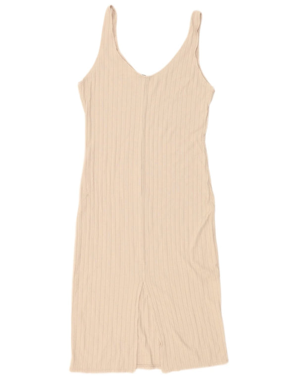 Zara Vestido lencero para mujer UK 44 Large Viscosa beige
