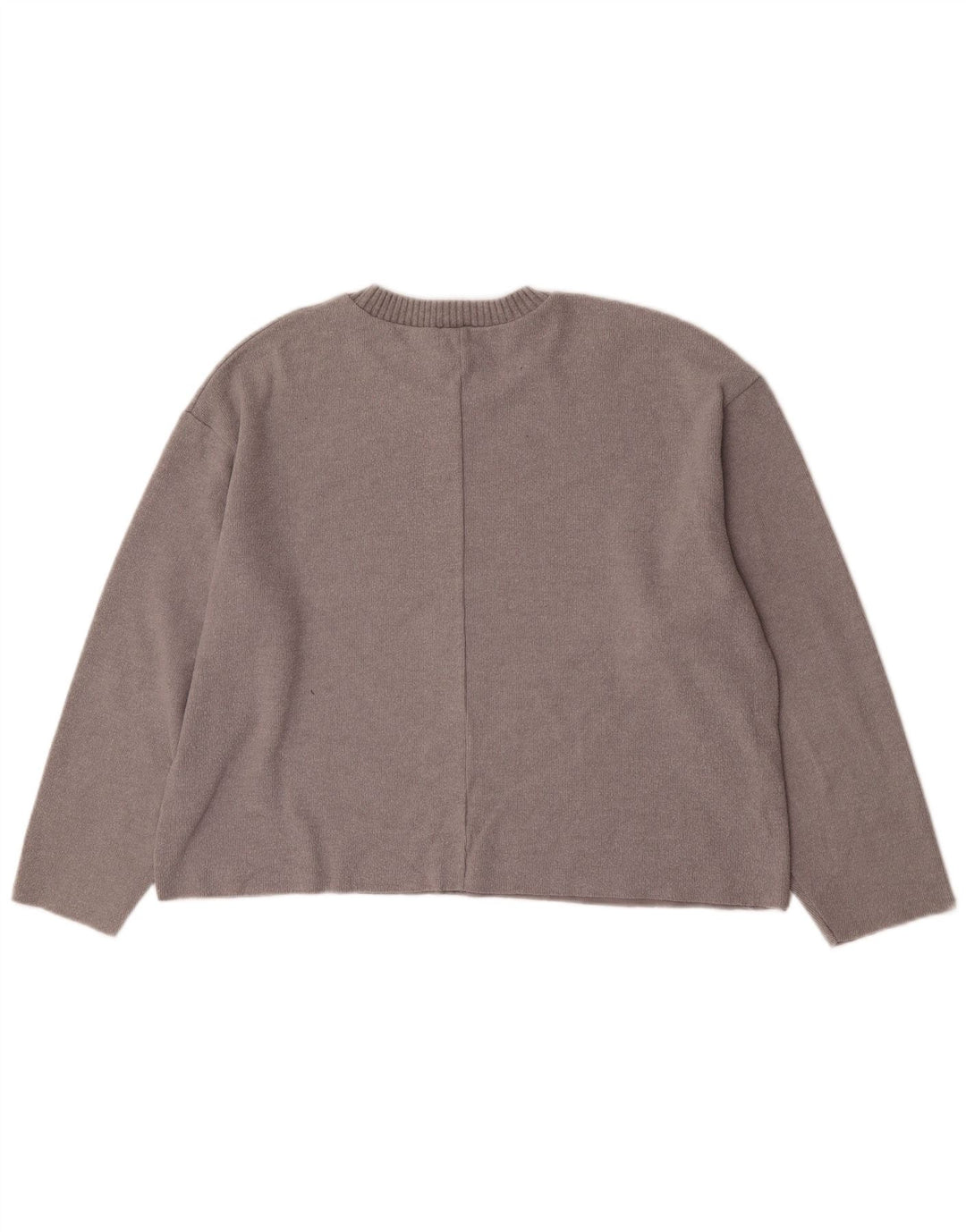 Zara Jersey de cuello redondo extragrande para mujer, talla 40, color gris grande