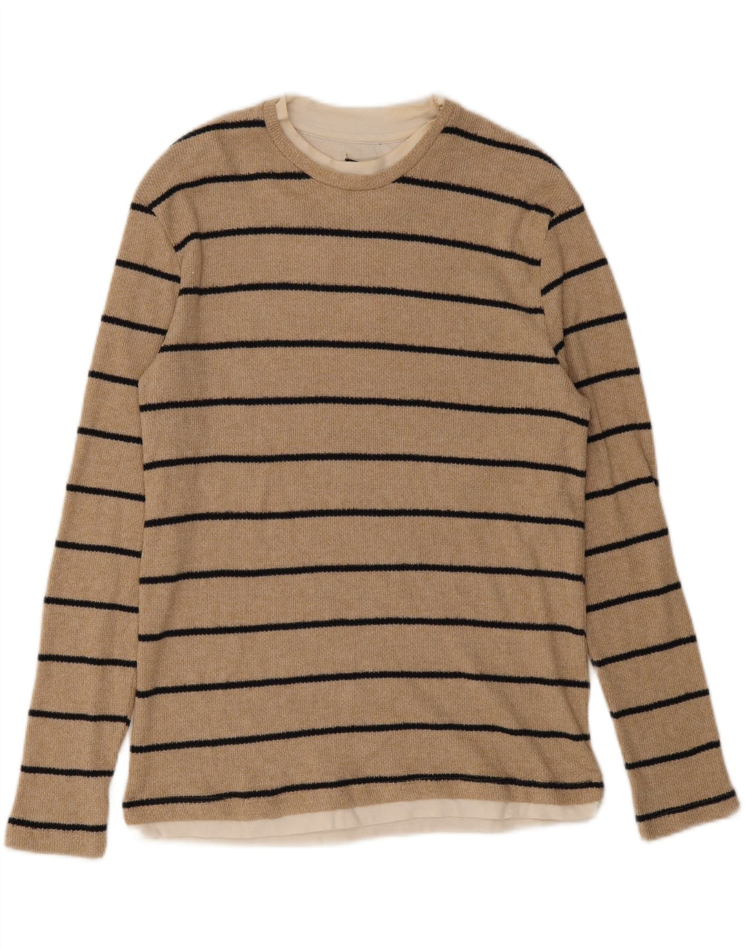 Zara Hombre Top Manga Larga Rayas Beige Medio