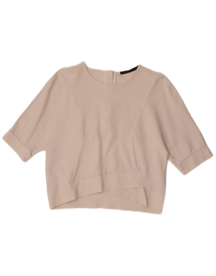 Zara Mujer Blusa Top UK 44 Medio Algodón Blanco
