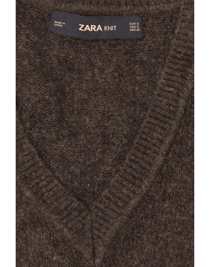 Zara Mujer Jersey Oversize con Cuello en V UK 10 Small Gris