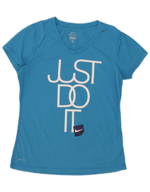 Nike Dri Fit Graphic Camiseta para Mujer UK 40 XL Algodón Azul