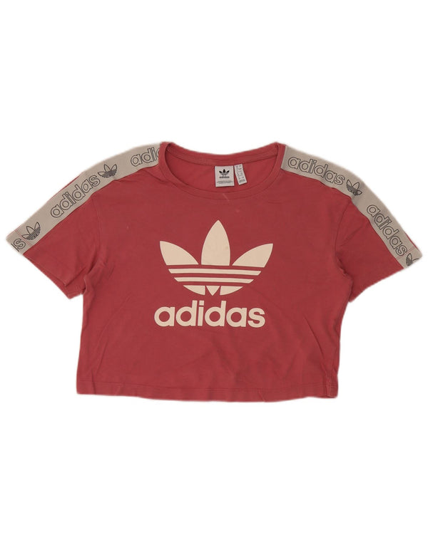 Adidas Mujer Crop Graphic Camiseta Top UK 8 Small Rosa Algodón Deportes