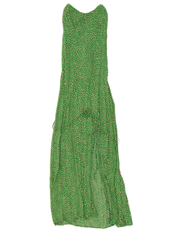 Zara Mujer Maxi Vestido UK 4 XS Verde Animal Print