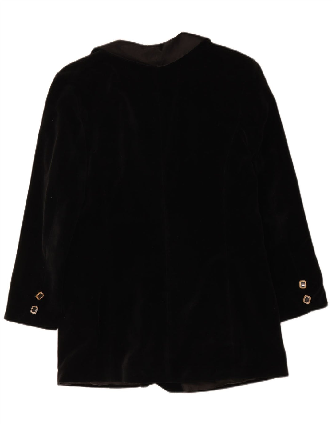 Vintage mujer doble pecho terciopelo Blazer chaqueta Reino Unido 14 medio negro