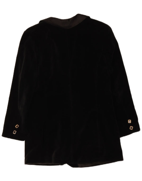 Vintage mujer doble pecho terciopelo Blazer chaqueta Reino Unido 14 medio negro