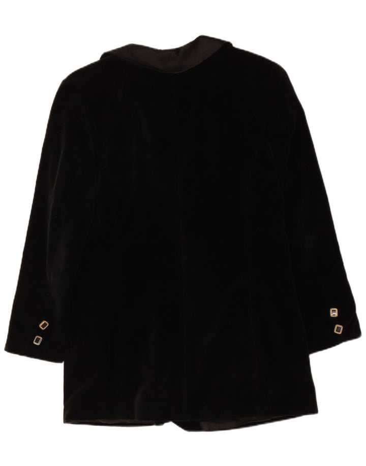 Vintage mujer doble pecho terciopelo Blazer chaqueta Reino Unido 14 medio negro