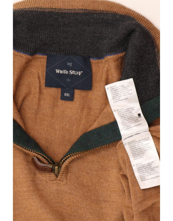 Jersey tipo jersey con cuello y cremallera para hombre de White Stuff 2XL Lana marrón